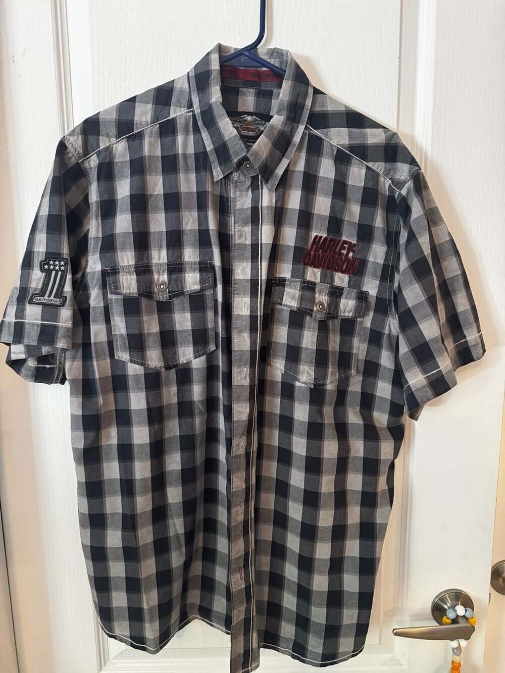 Harley-Davidson Men's Chain Stitch Plaid Short Sleeve Woven Shirt 96599-17VM